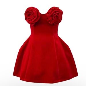 Elegant Red Mini Dress with Floral Accents